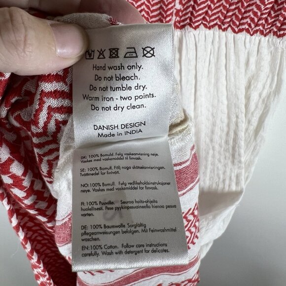 Cecilie Copenhagen Dress Angela Dress Red White Maxi Women’s Size Large Boho - Picture 12 of 15